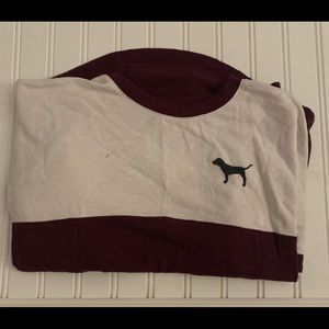 WHITE AND BURGUNDY CREWNECK FROM PINK